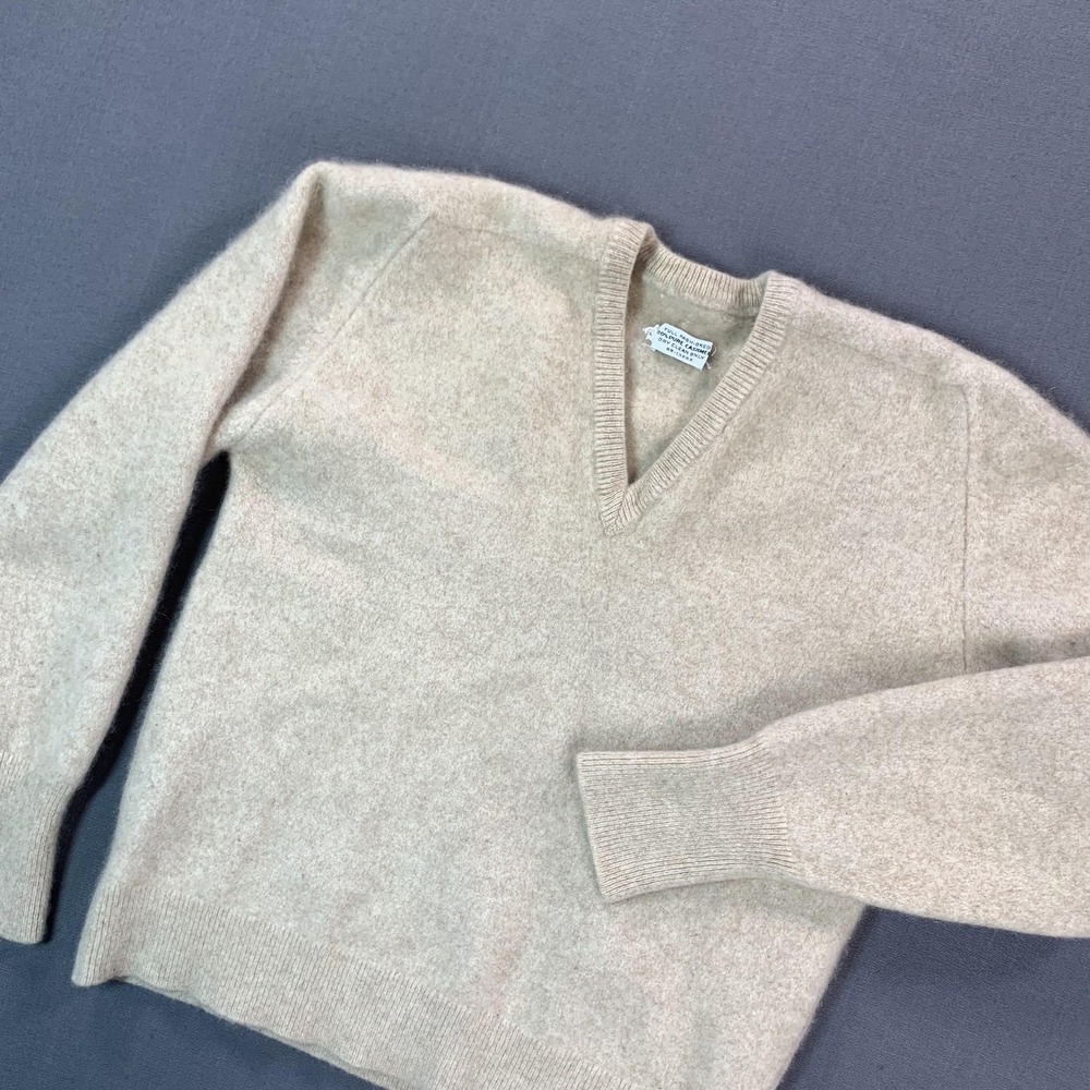 Cashmere Sweater‎ Teens / Kids Small Beige V Neck Raglan Knit Pullover Soft Warm